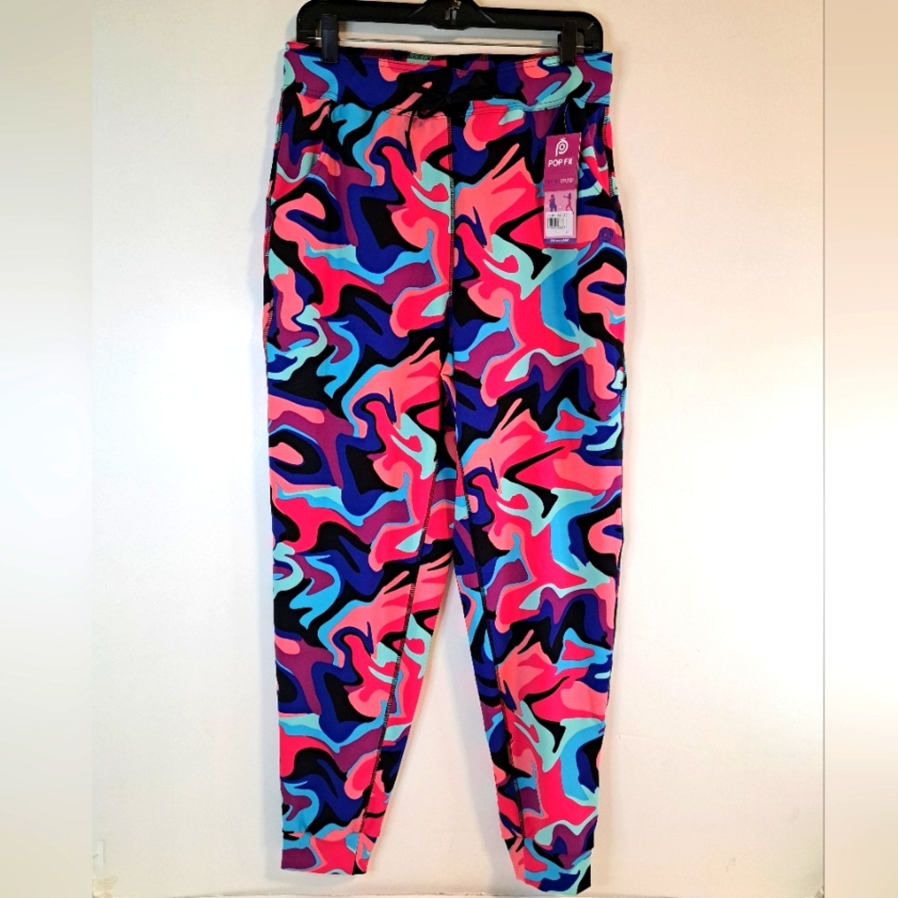 Pop Fit Clothing Classic Joggers in Hot Pink Camo Pockets Drawstring Large New